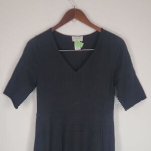 Carmen Marc Salvo Classic Black V-Neck Long Sleeve Dress